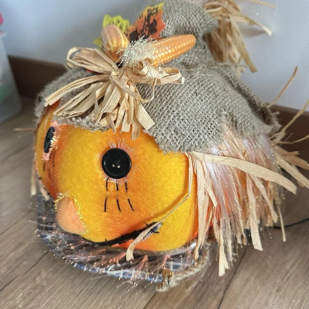 VTG Pumpkin‎ Hollow Fiber Optic Scarecrow Head In Box 10